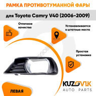 Рамка противотуманной фары левая Toyota Camry V40 (2006-2009) хром KUZOVIK